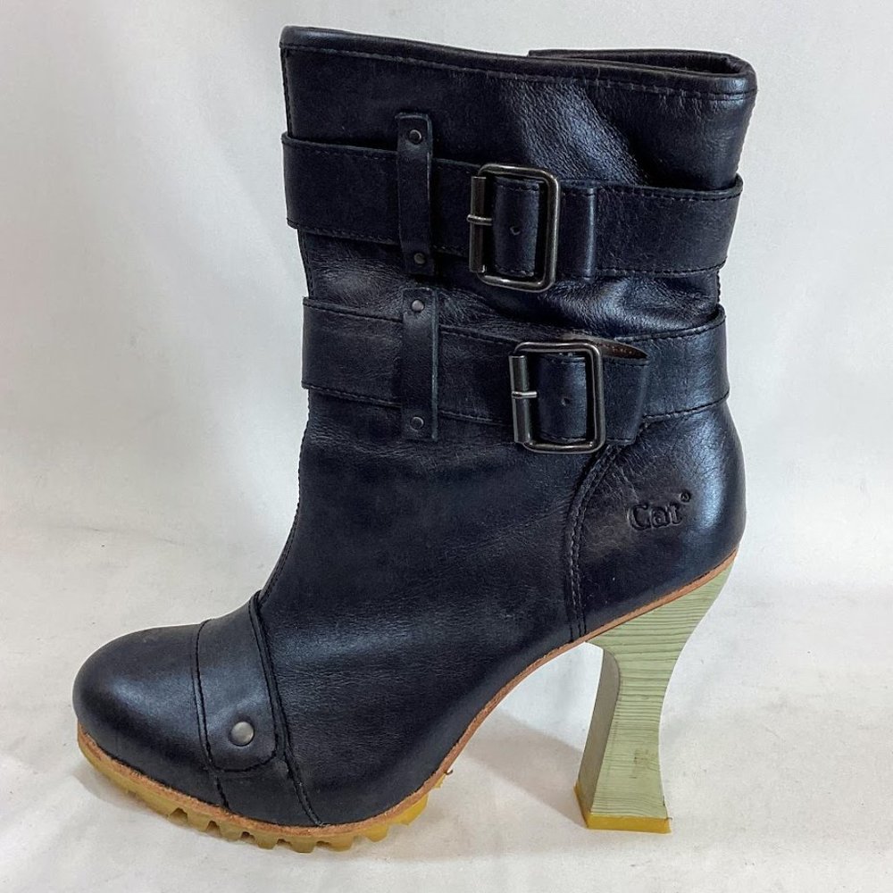 CAT Caterpillar x Shontelle Sculpted Black Leather Boot Sz 7
